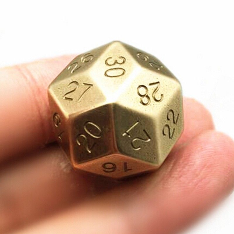 2018 Brass 30 Sided Dice Handmade Polished Pure Copper D30 Game Dices