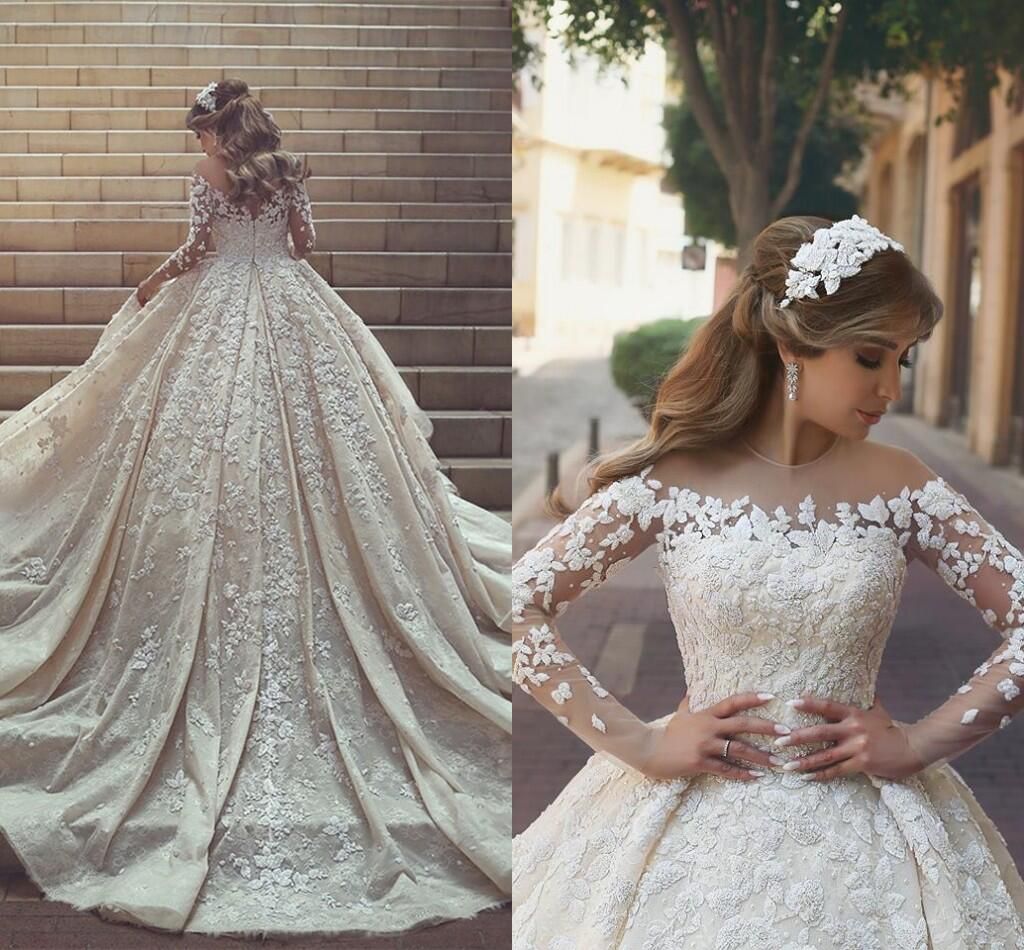 2019 Gorgeous Lace Wedding Dresses Ball Gown Sheer O Neck 2019 Gorgeous Lace Wedding Dresses Ball Gown Sheer O Neck