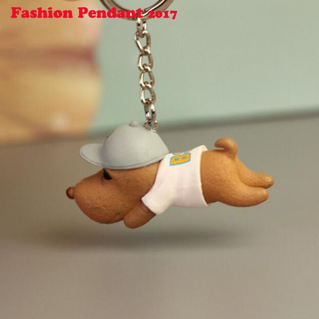 3D Pet Dog Keychains Craft Cute Dogs Key Ring Papago Metal Car Keychain