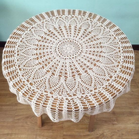 Classic Pineapple Crochet Pattern Table Cover Popular Round Classic Pineapple Crochet Pattern Table Cover Popular Round Tablecloths For Mom 100 Handmade Topper Nightstand Home Deocr