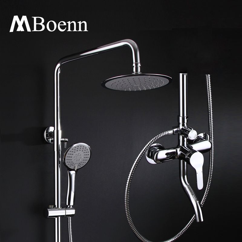Bathtub Chrome Shower Faucet Set With Rainfall Hand Head Bathtub Chrome Shower Faucet Set With Rainfall Hand Head Bathroom Bath System Hot Cold Water Tap Mixer Spout