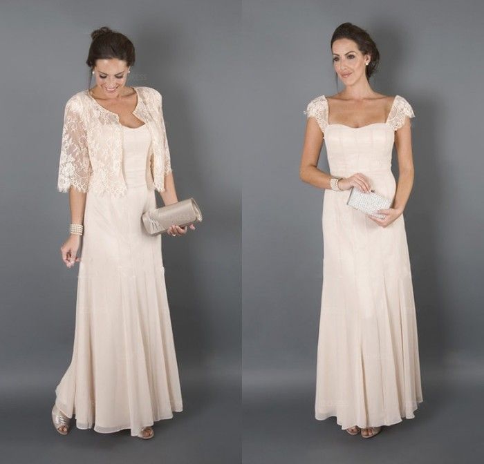Bridal Mother Dresses For Beach Wedding Long Cap Sleeves Wedding