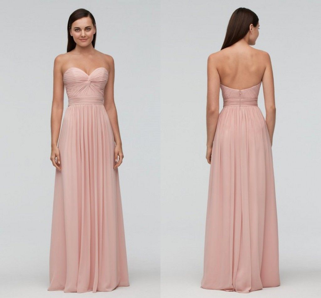 Elegant Pink Beach Bridesmaid Dresses Cheap Long Designer Sweetheart
