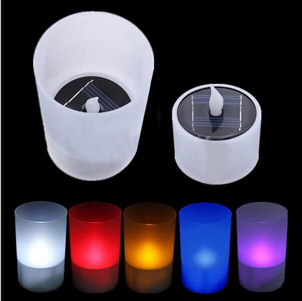 2018 New Arrivals Light Sensor Solar Led Night Candle Lamp Colorful Changing Plastic Flameless For Party Decoration
