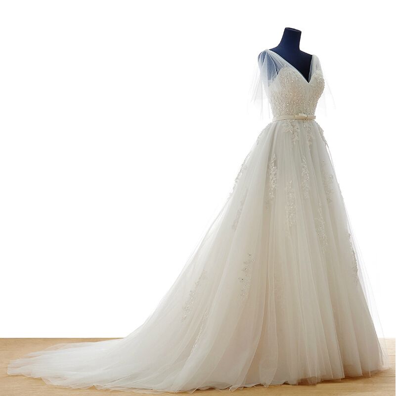 Discount2016 Cheap Ivory Lace Wedding Dresses V Neck Wedding Dress