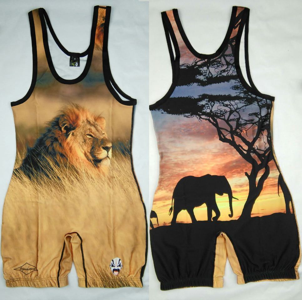 2018 Wholesale Man Youth Can Custom Lion Nature Leotards Wrestling