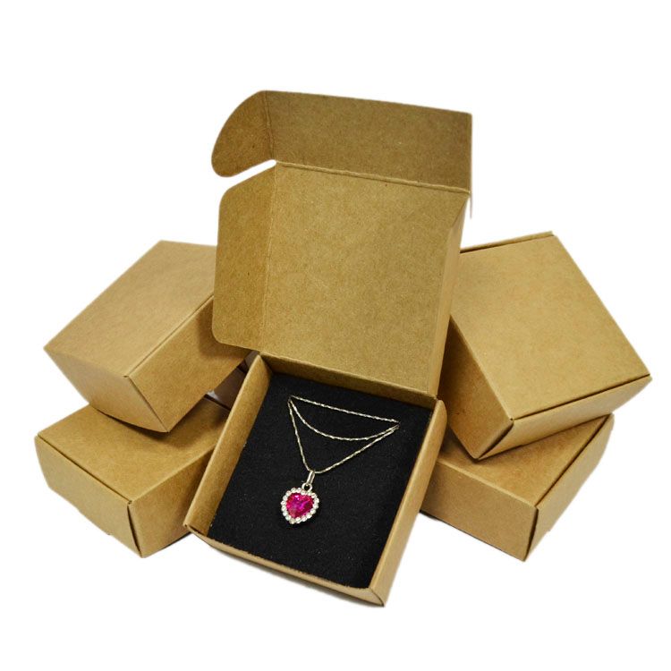 2018 Kraft Jewelry Box For Earring Necklace Ring Gift Packaging Blank
