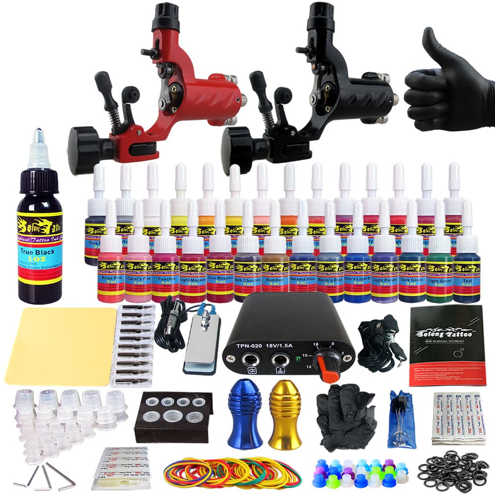 Solong Tattoo Beginner Tattoo Machine Gun Kit 2 Pro Machine Guns 28
