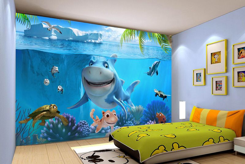 Großhandel Unterwasserwelt Tapete 3D Wandbild Shark ...