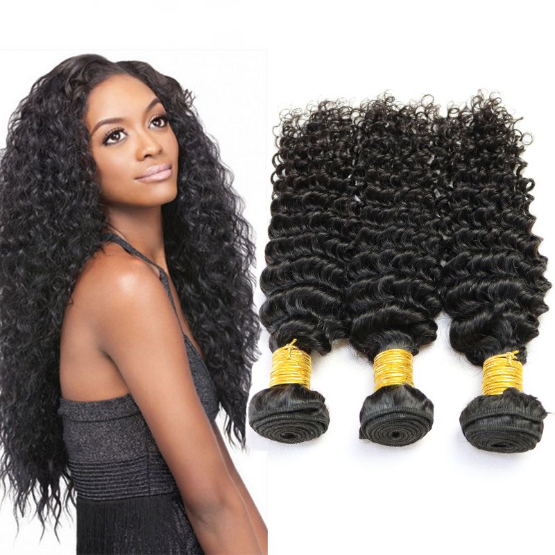 9a Brazilian Deep Wave Curly Hair Weaves Unprocessed Hair Bundles
