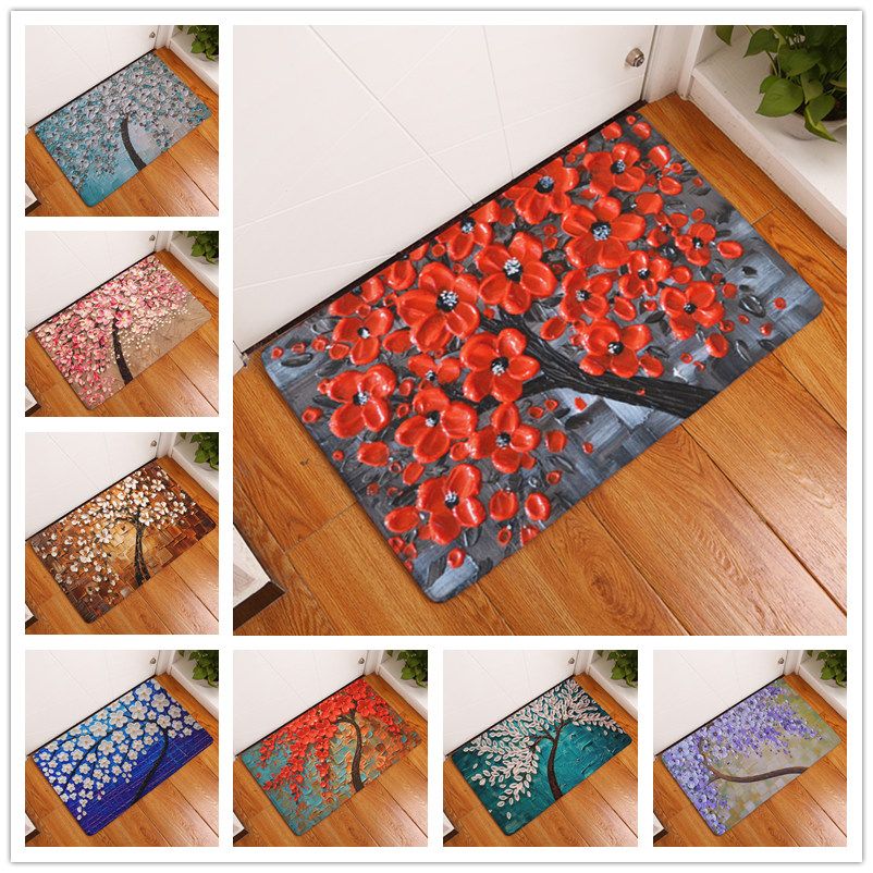 Tree Of Various Colors Painting Floor Mats Bathroom Kitchen Carpets Tree Of Various Colors Painting Floor Mats Bathroom Kitchen Carpets Doormats Cat Mat Living Room Anti Slip Tapete Iranian Commercial Carpet