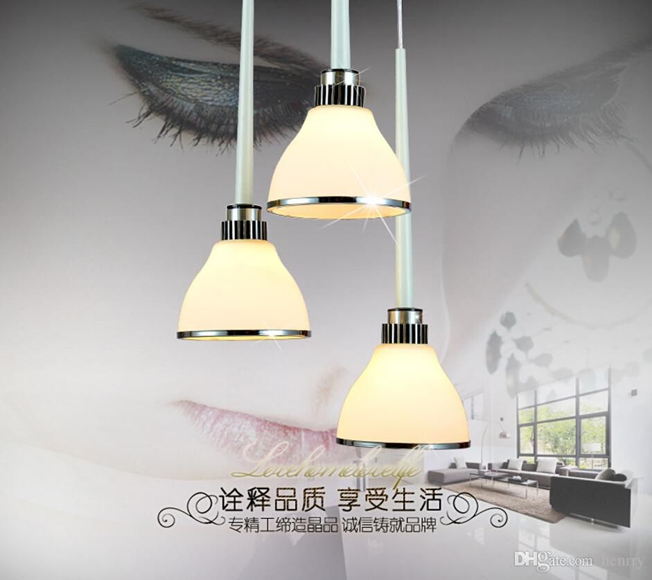 Modern Minimalist Three Small Glass Chandeliers European Art Modern Minimalist Three Small Glass Chandeliers European Art Restaurant Lights Bar Racks Kitchen Lamps Frosted Simple