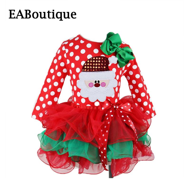 2018 more designs kids fashion christmas dress cartoon santa christmas dress designs