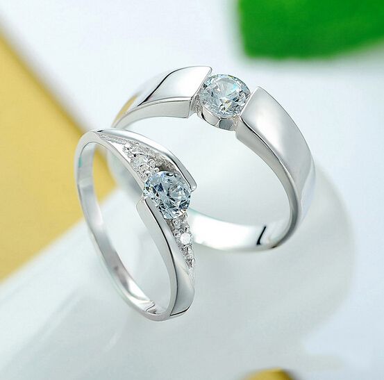 925 Sterling Silver Rings  Couple  Ring  Diamond Engagement 