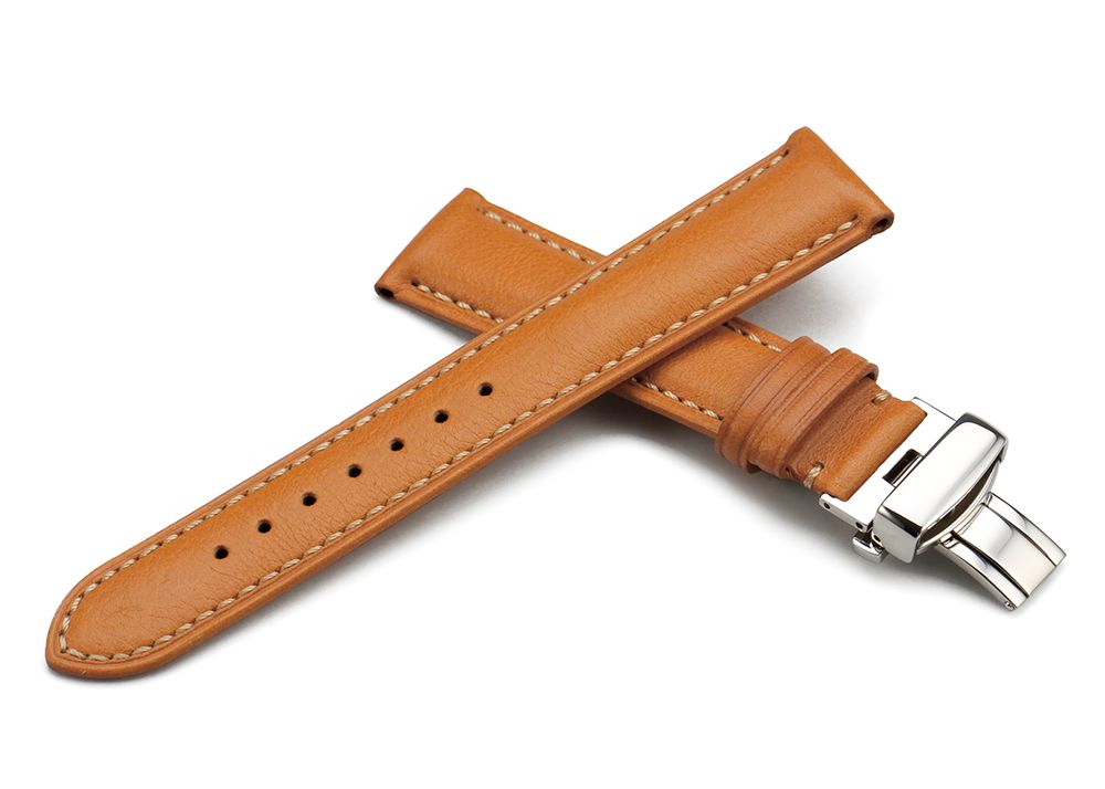 Deployment Buckle Genuine Black Brown Leather Watch Strap 18mm To 22mm