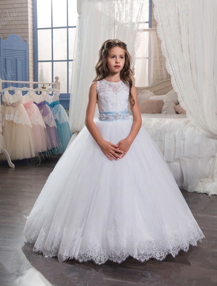 Fairytale flower girl dress with jewel beaded bodice and ...