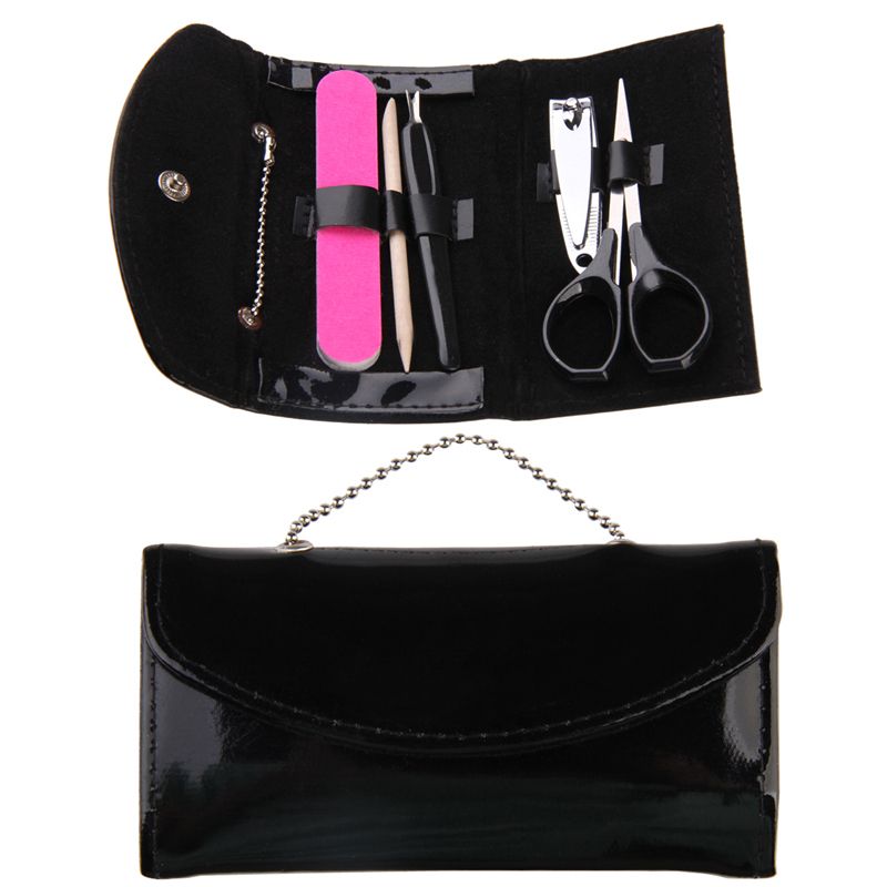 Black Purse 5 in 1 Manicure Set Wedding Favors Handbag Metal Tools