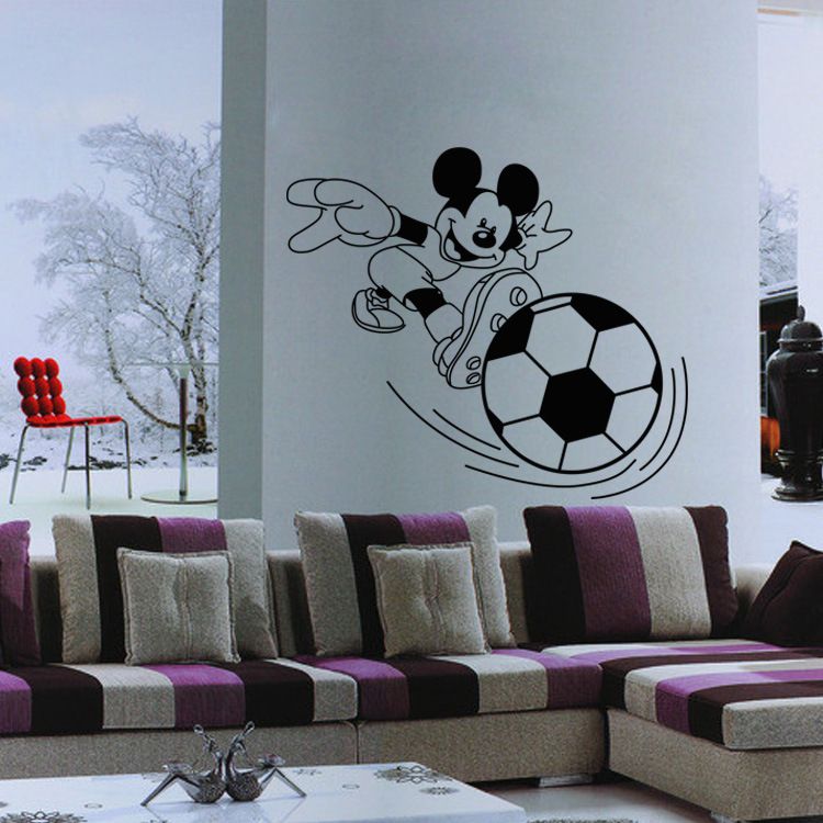 Karikatur mickey fuÃball spielt wand aufkleber dekor wand kunst ...