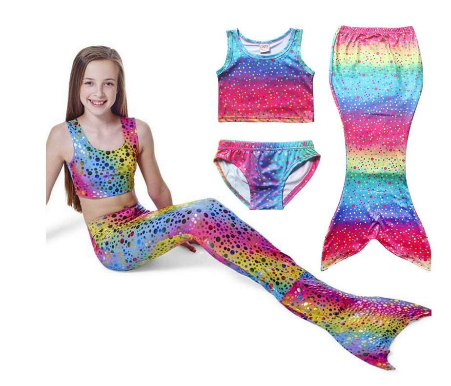 2021 Children Mermaid Tail Fancy Swimwear Dress Cosplay Costume Sea