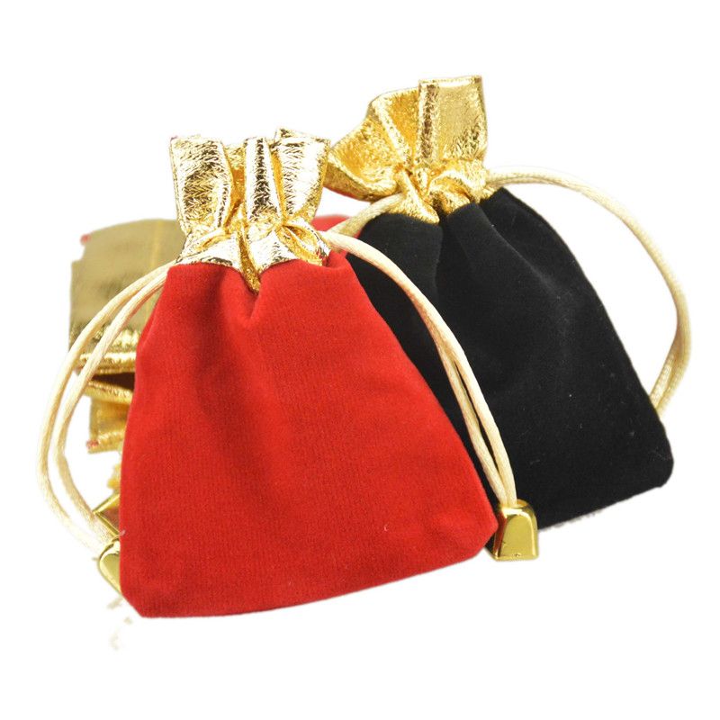 Velvet Schmuck Beutel Kordelzug Taschen mit Gold Bead fit für Halskette Armband Ohrring Weihnachten Hochzeit Süßigkeiten Geschenk Paket 7x9cm 2.7x3.5 ''