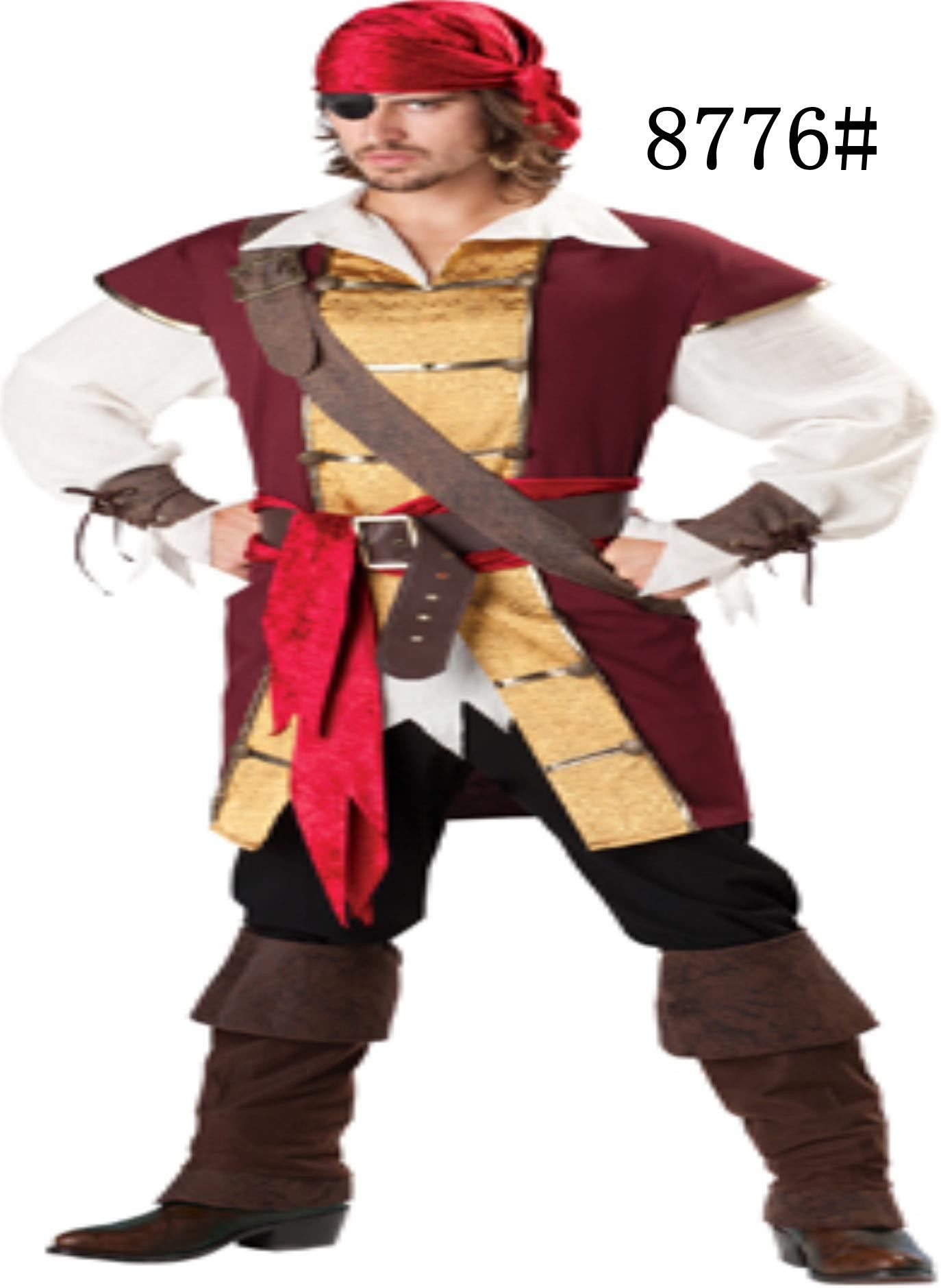 Mens Pirate Caribbean Hat + Hair Hats Male Halloween Costume main image 0