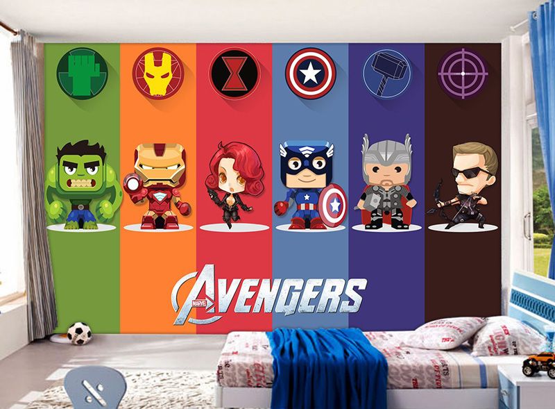 3d Avengers Wallpaper Hulk Badge Wall Mural Photo Wallpaper Cartoon Interior Decoration Boy Kids Bedroom Living Room Self Adhesive Wallpaper