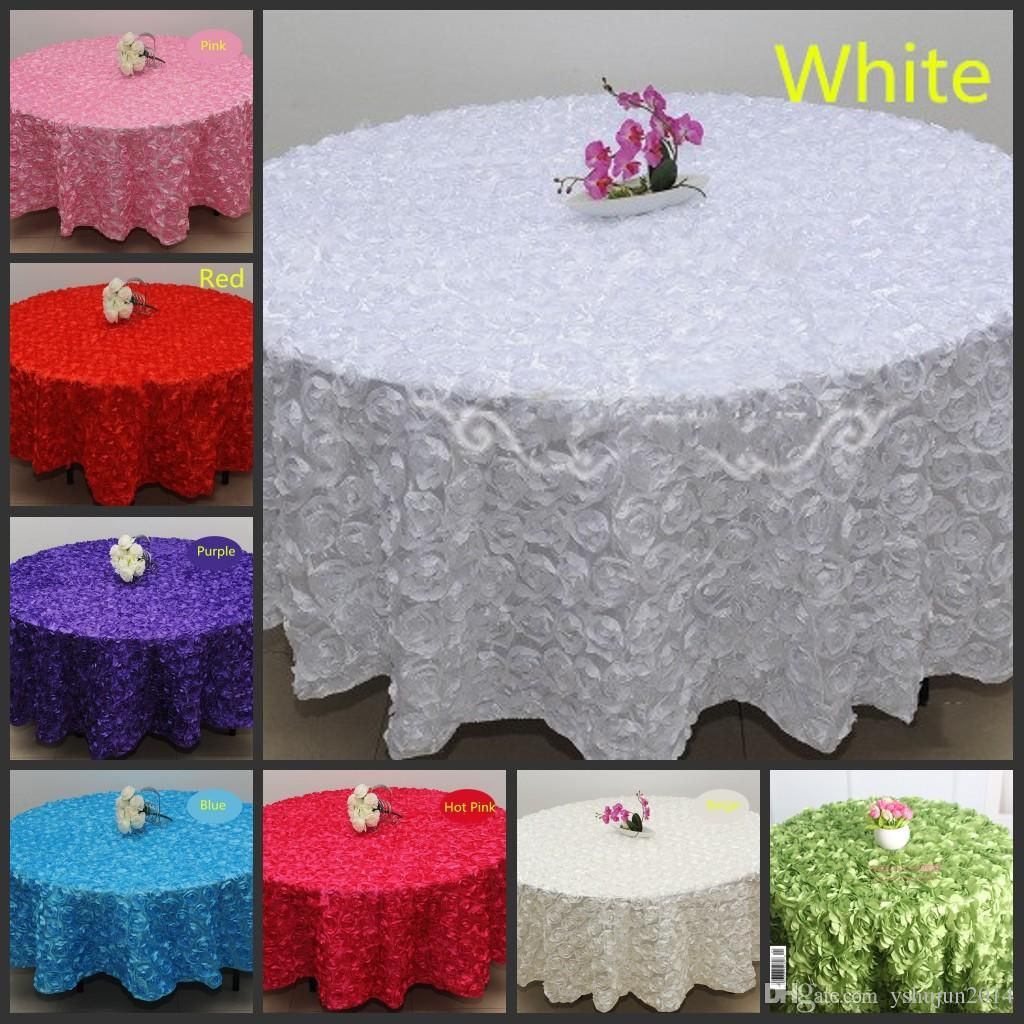 Wholesale White 24 M Wedding Round Table Cloth Overlays 3D Rose