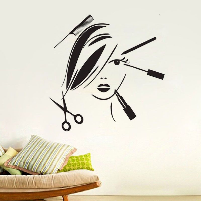 Fashion Wall Stickers Home Decor Beauty Salon Girl Makeup Wall