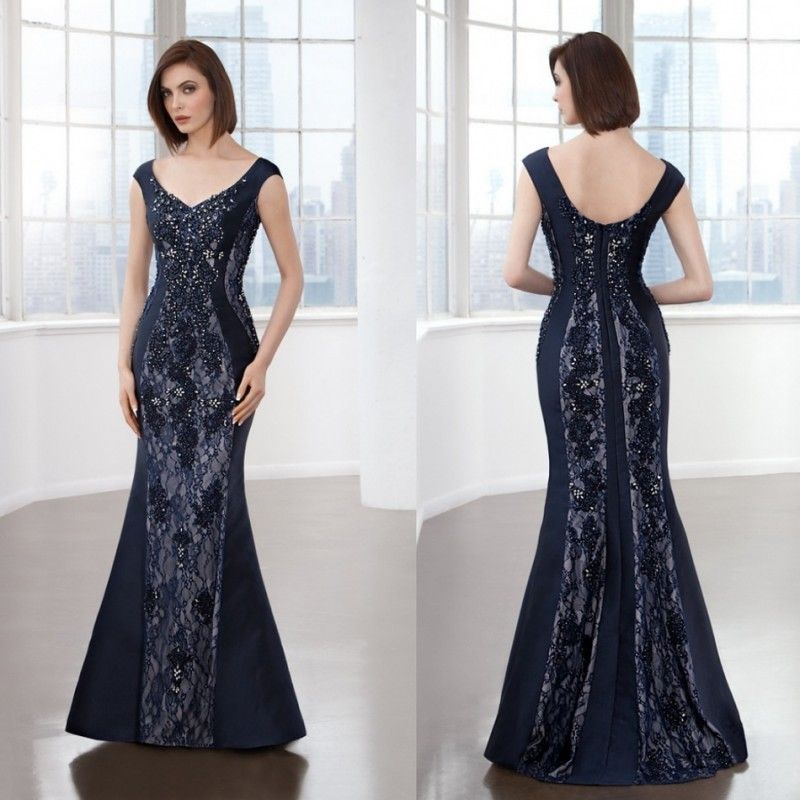 navy lace gown