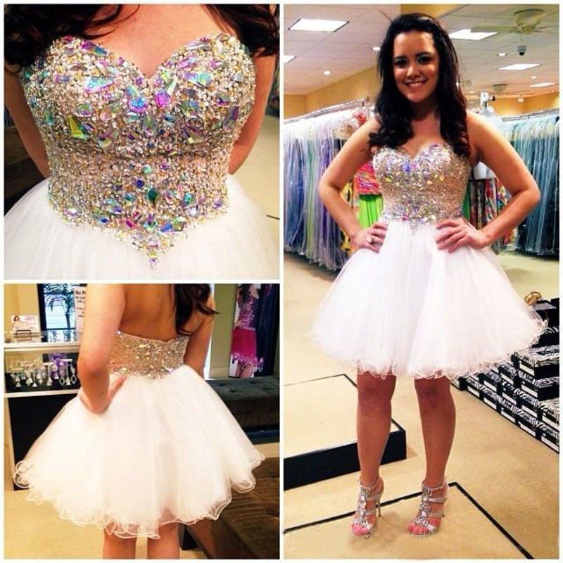white rhinestone prom dress