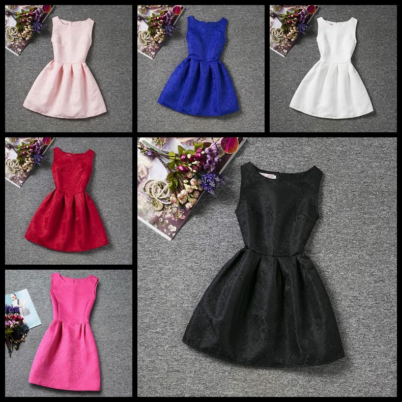 2019 Pure Color Big Girls Dress Sleeveless Summer Children Skirt Kids