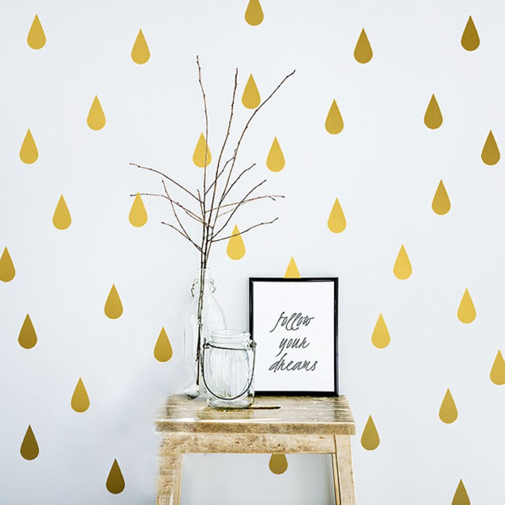 waterdrop vinyl wall decals diy decorative children s gold black