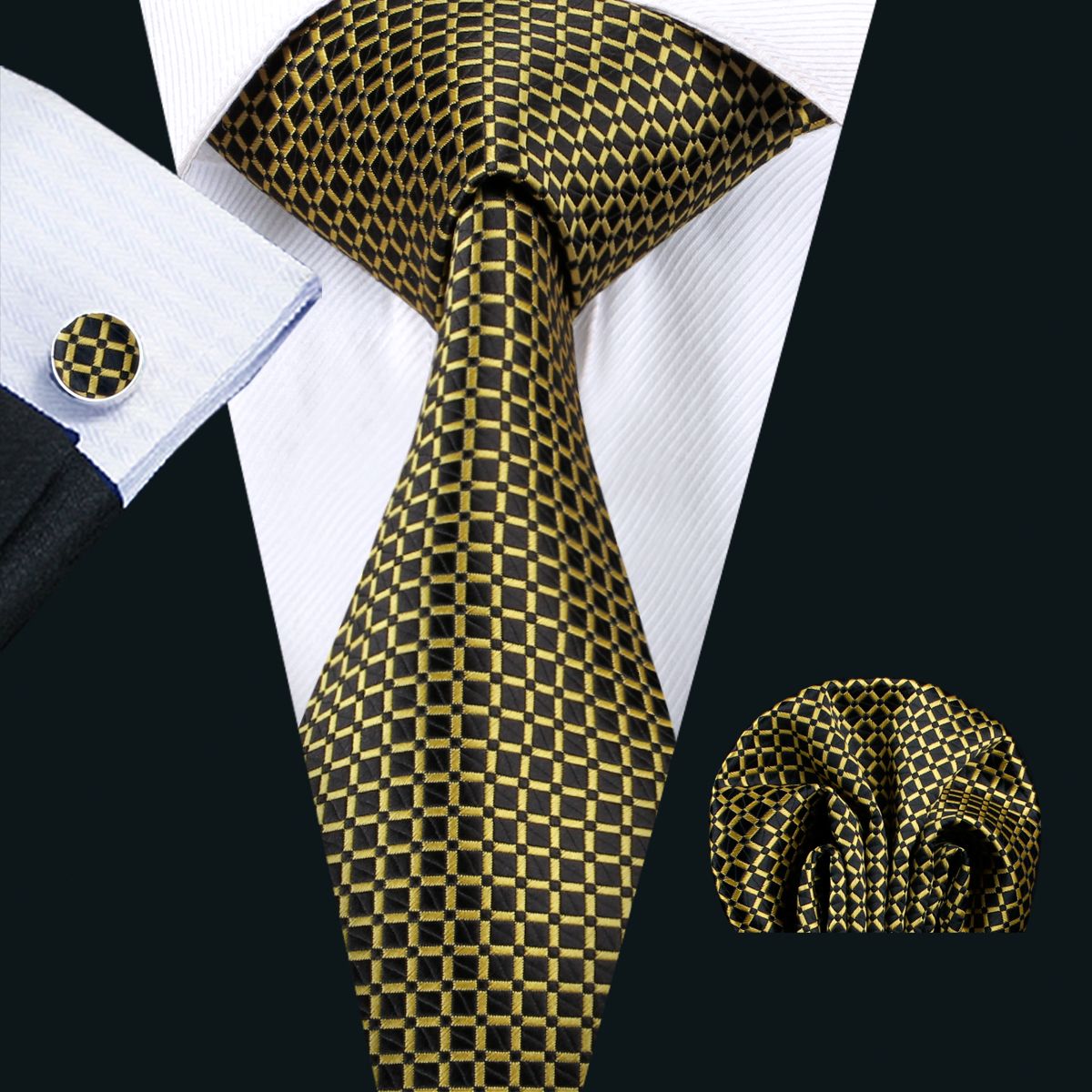 2020 Classic Silk Tie For Men Brown Tie Sets Dot Mens Necktie Tie Hanky ...