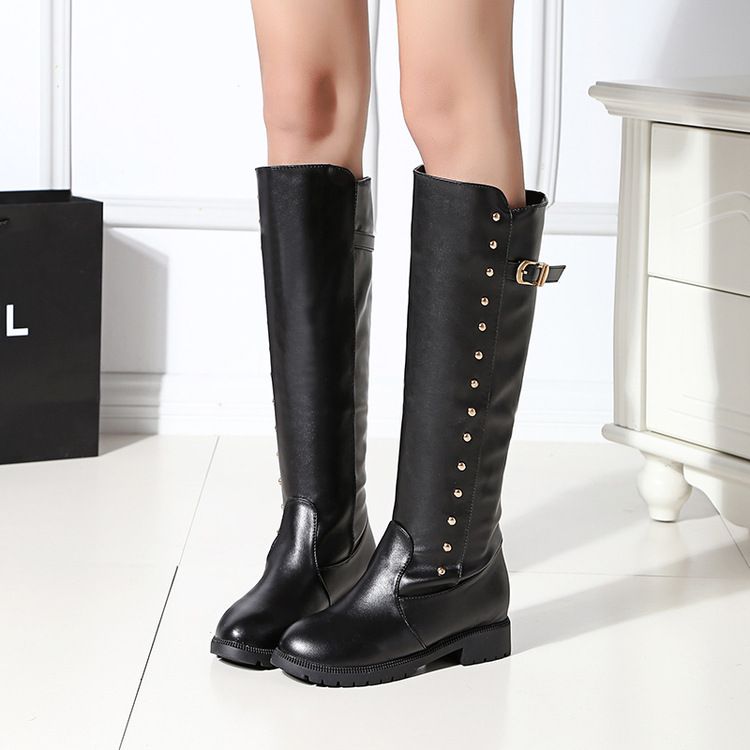 Compre O Melhor E O Mais Recente BRAND Botas Para Senhora / Outono E  Inverno / Fivela De Cinto / Preto / Botas De Cavaleiro / Genuine PU / Moda  / Zipper /