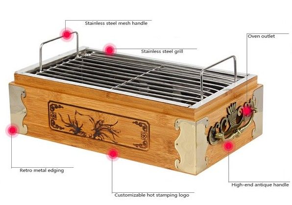 Compre Parrillas Portátiles De Barbacoa Carbón Con Caja Bambú Para Barra Doméstico Al Aire Libre Mini Grill 033 A 33 73 Del Byrd Es Dhgate Com Mini Barbacoa Grill, Bamboo Outdoor Barbecue