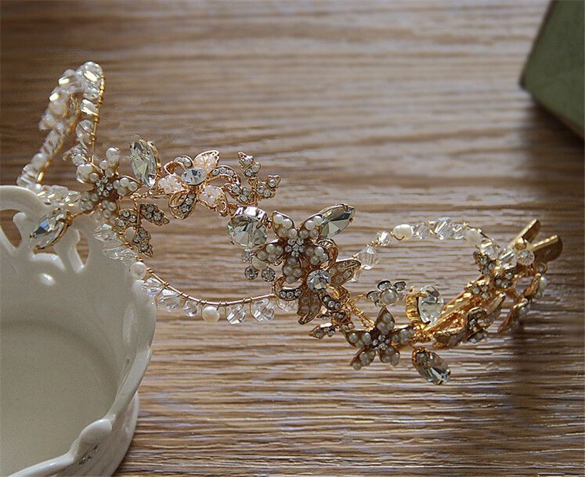 Headpieces Wedding Bridal Gold Hair Accessories Clips Tiara