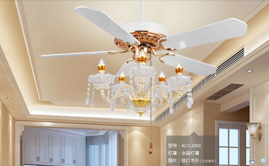 Luxury Crystal Fan Light Ceiling Fans Candle Ceiling Fan Lights Modern Minimalist Living Room Dining Room Bedroom Fans 52inch