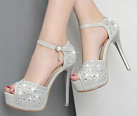 silver diamond sandals