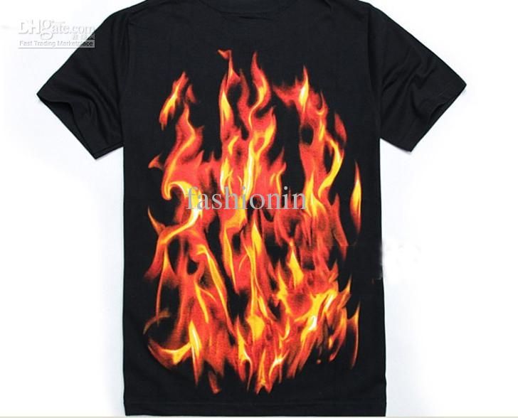 Flame Cotton T Shirt Like 2016 Round Collar Leisure Mens Clothing Sexy