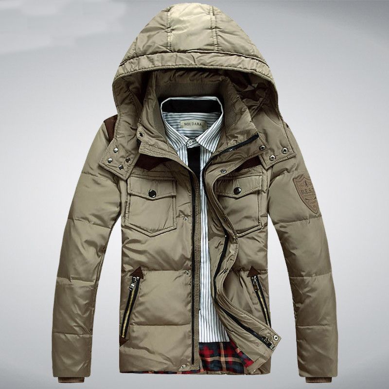 Best Fall Men'S Winter Jacket White Duck Down Men Coat Hood Thick Short