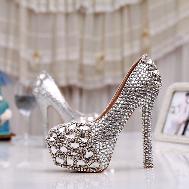 silver glitter bridesmaid shoes