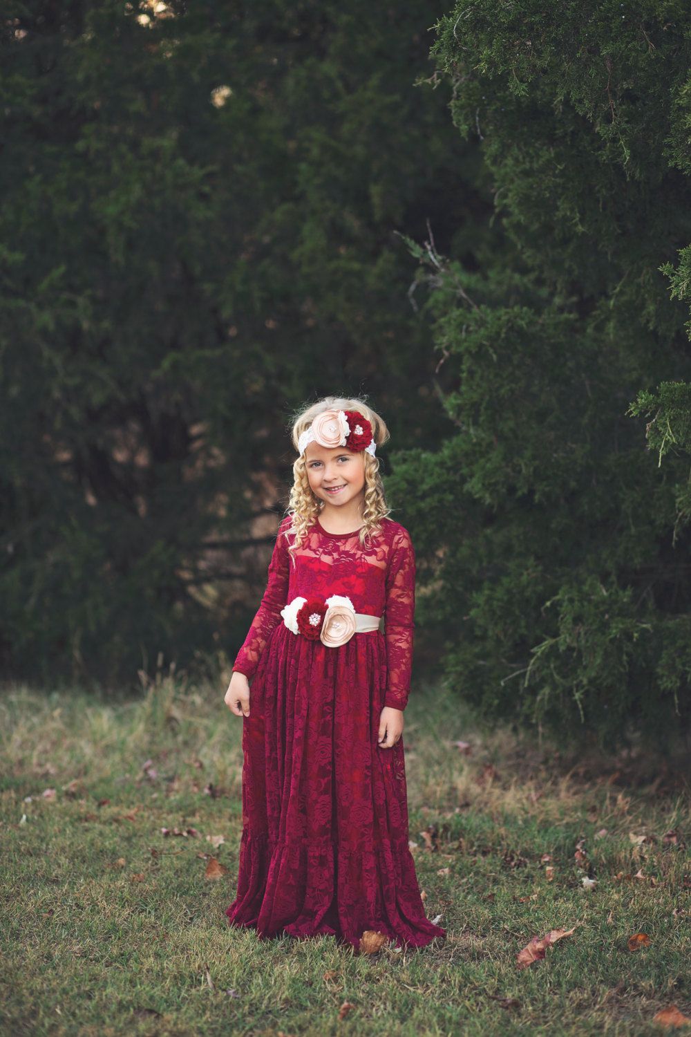 maroon little girl dress