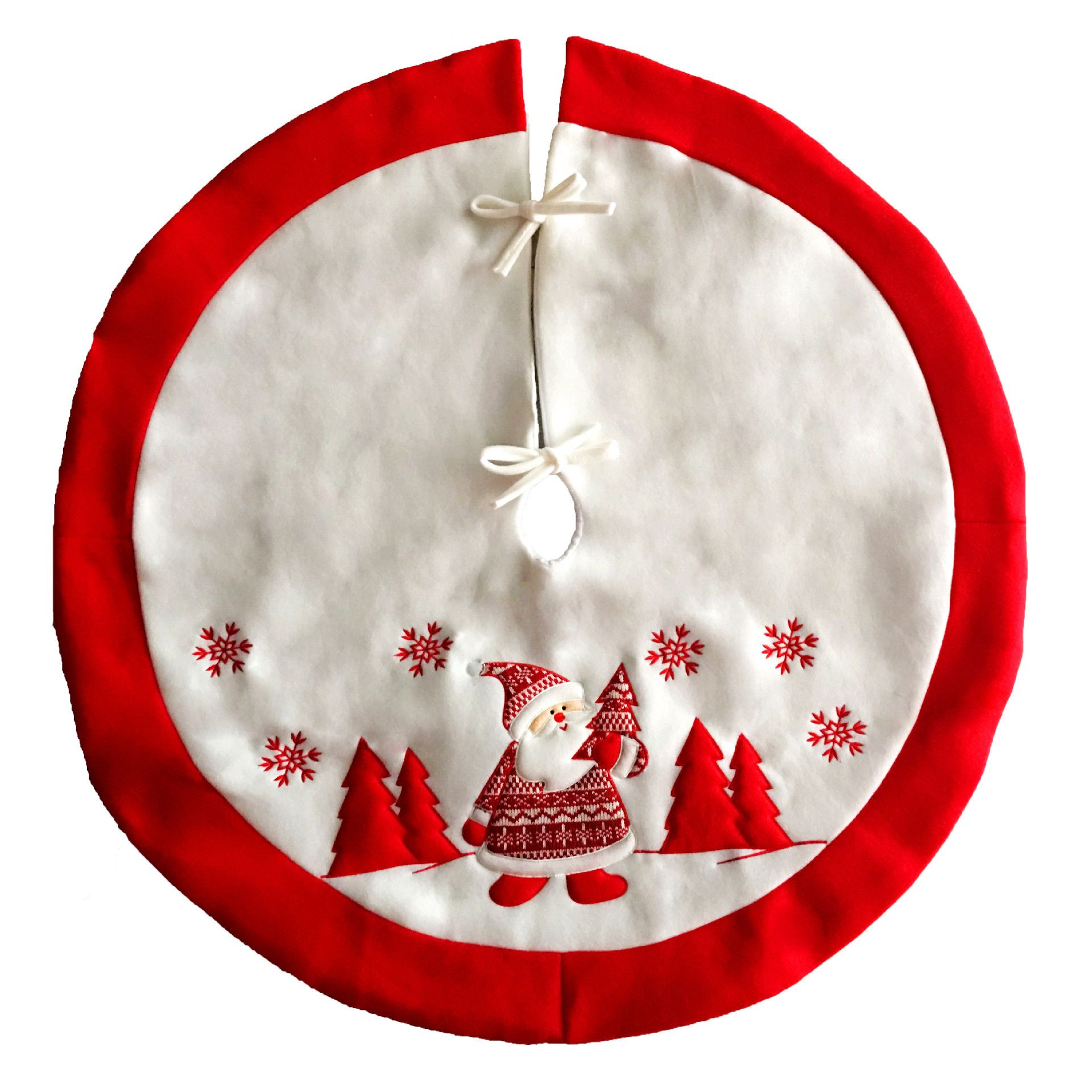 90cm red embroidered tree skirt apron christmas decorations for home