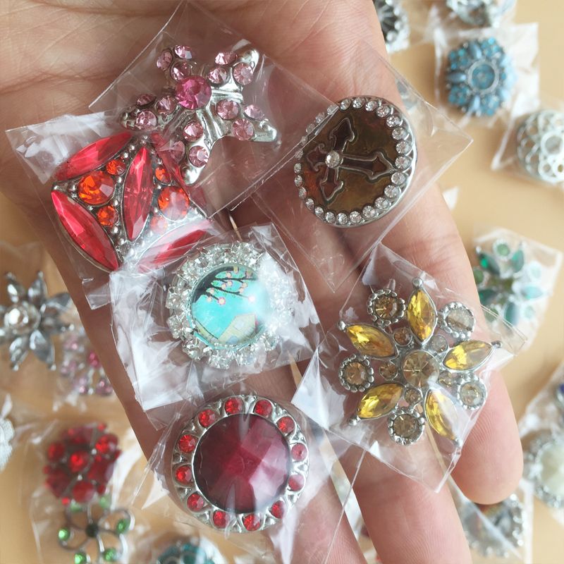 ,/% Snap Chunk Button Multicolored Stones Charm For Ginger Snap Style Jewelry