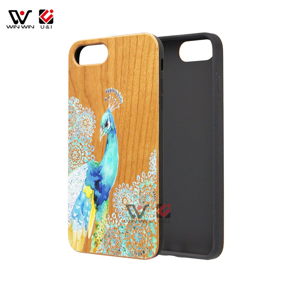 Decorate Mobile Phone Soft Tpu Natural Wood Grain Back Cover Case