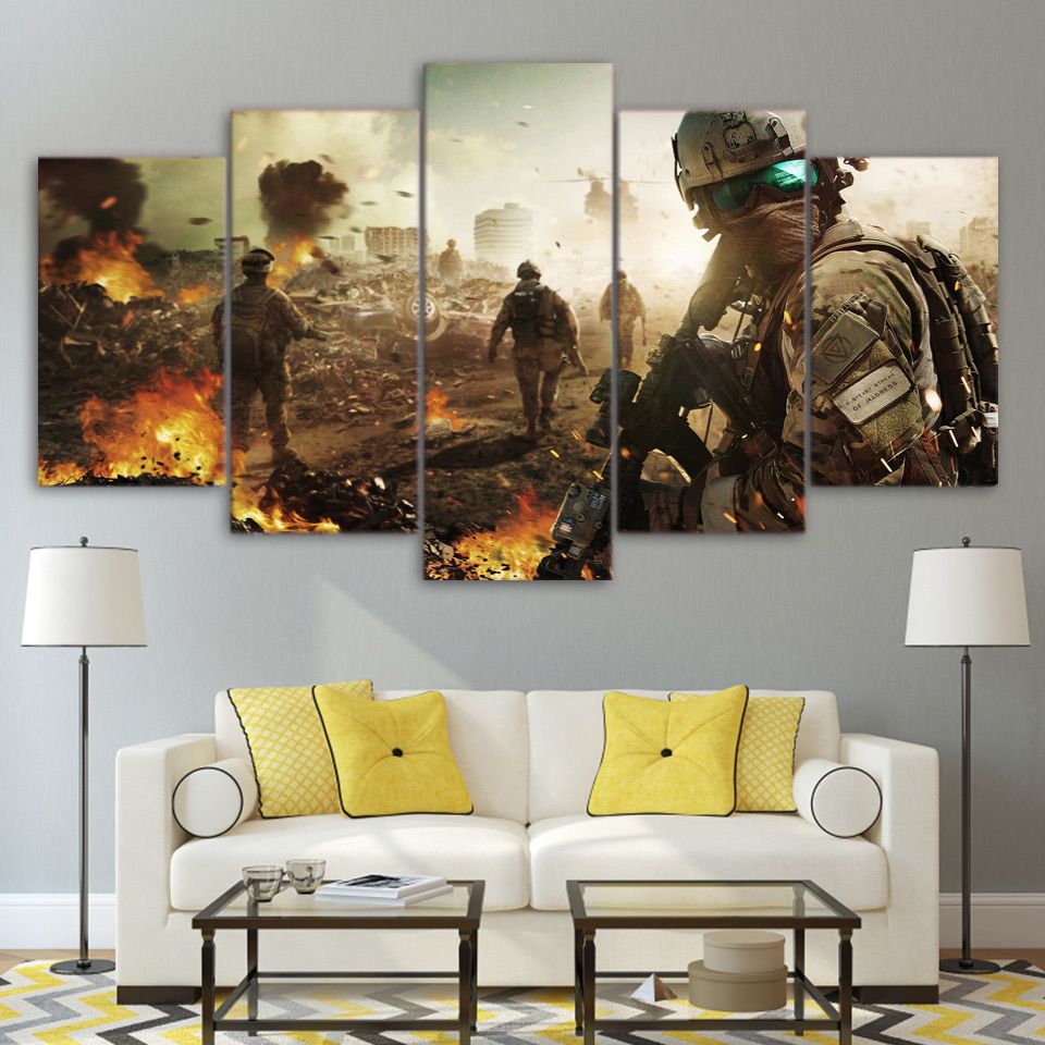 2021 Living Room Wall Decorative Painting 5 Panel Unframed Army