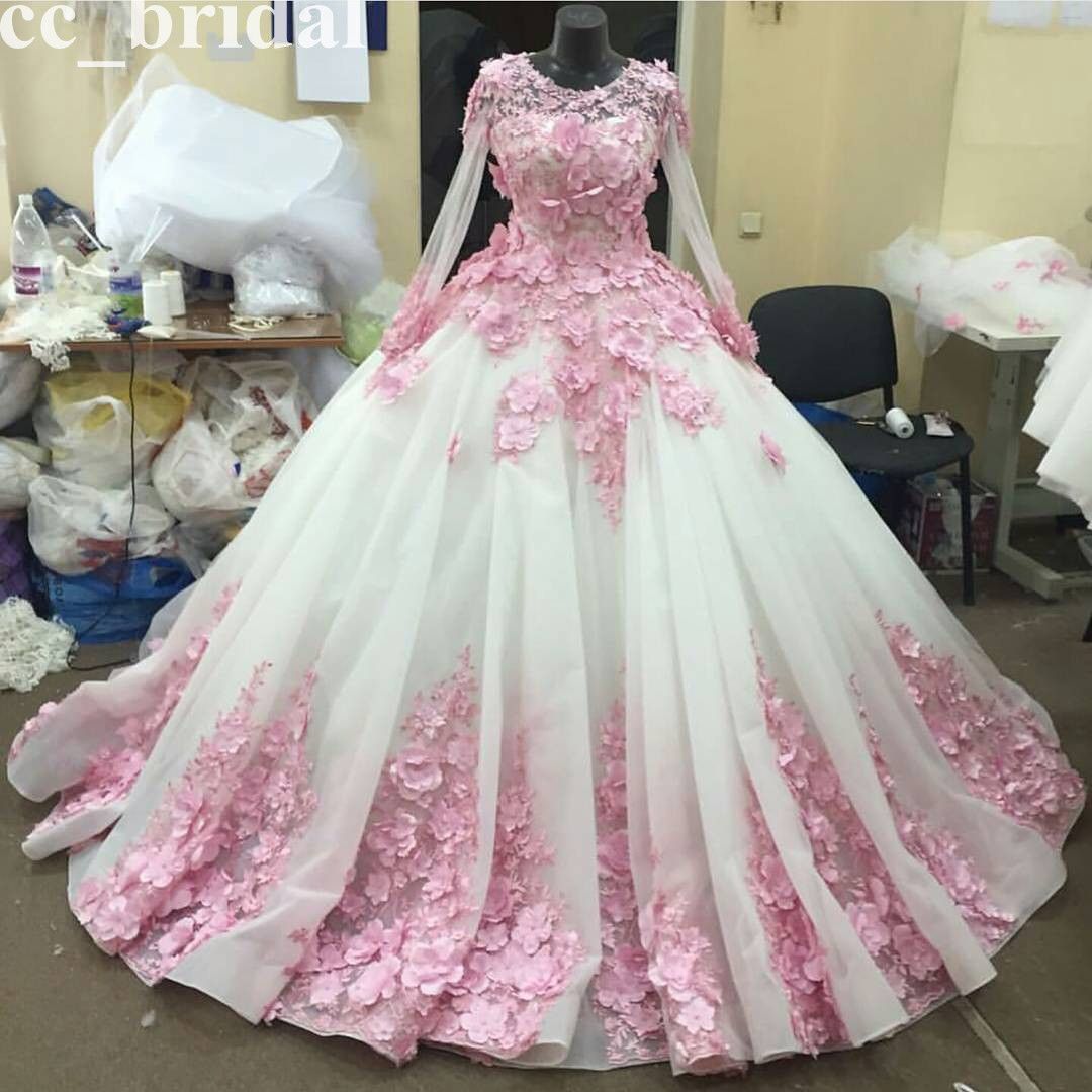 pink long gown for wedding