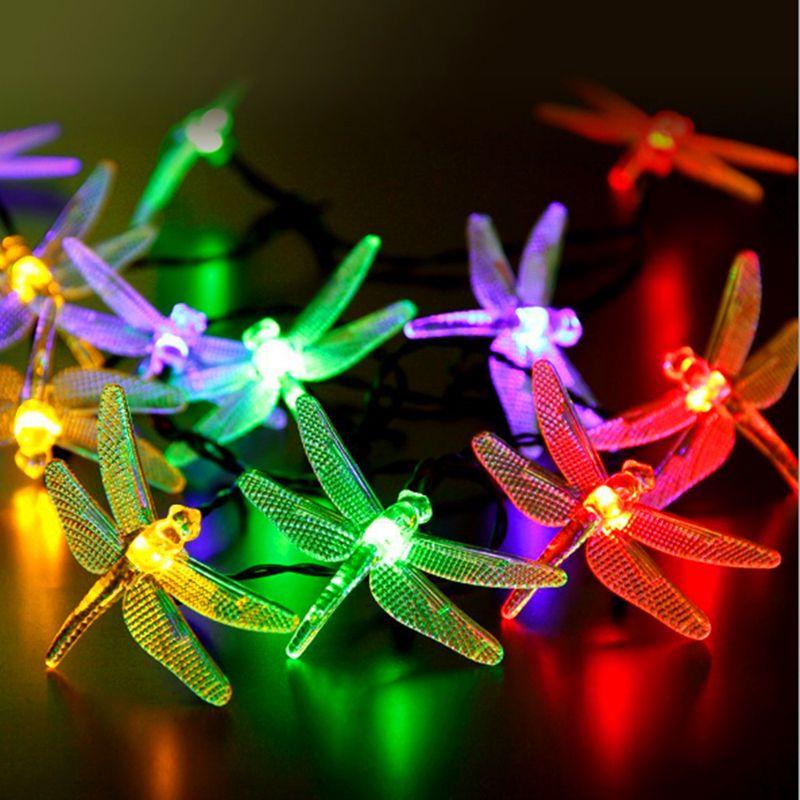 2019 Solar Powered Dragonfly Led String Lights 16ft 20 2019 Solar Powered Dragonfly Led String Lights 16ft 20 Leds Waterproof Fairy Lighting For Trees Garden Light From Sunway518