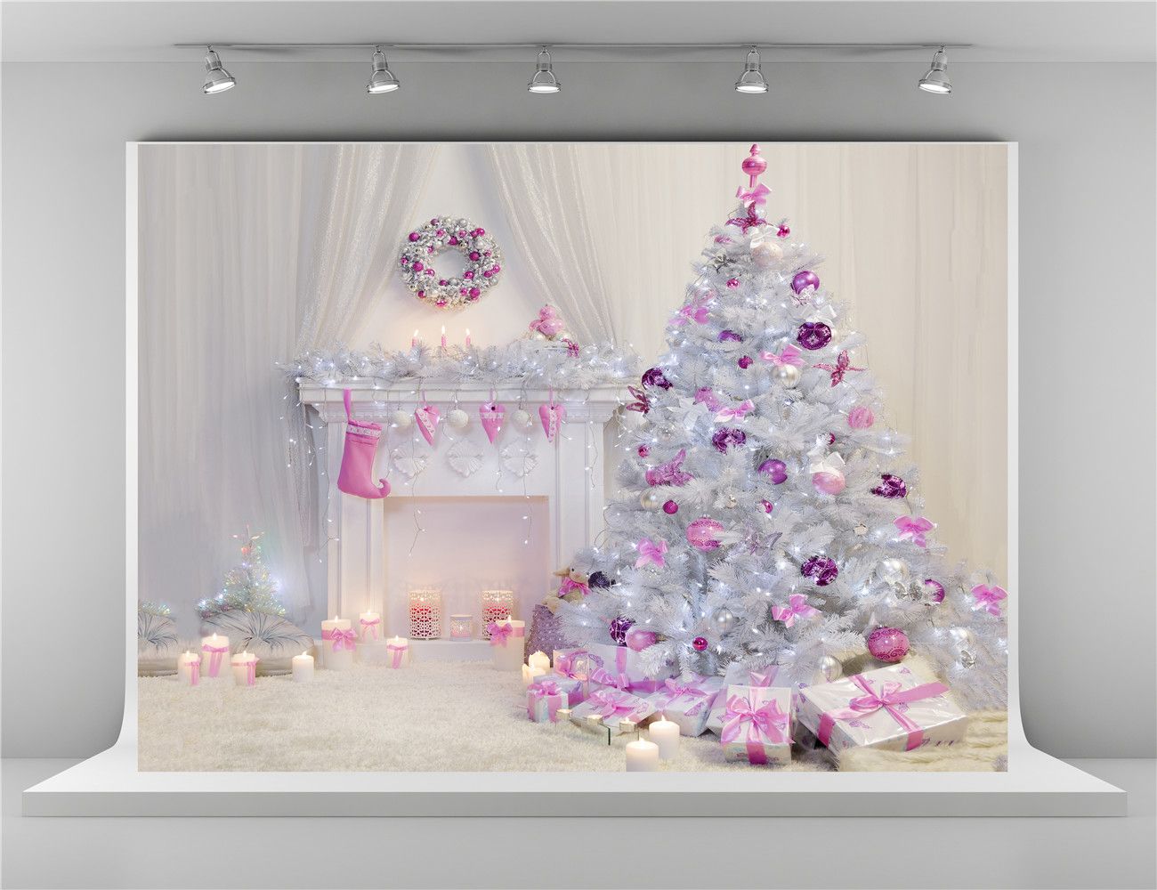 2019 White Christmas Photo Studio Backgrounds 7x5ft Indoor Christmas