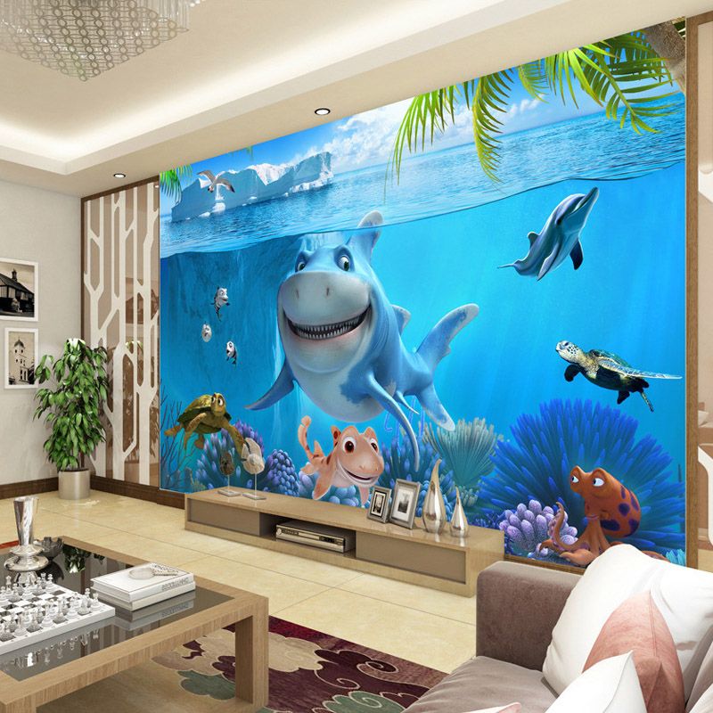 Großhandel Unterwasserwelt Tapete 3D Wandbild Shark Fototapete